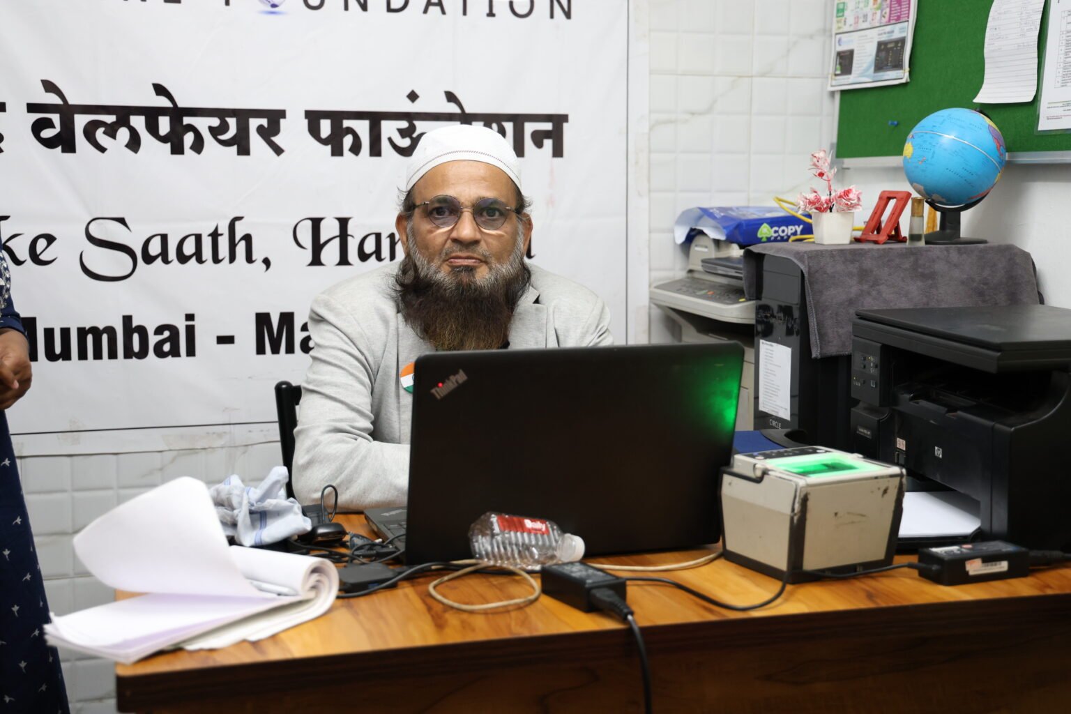 Founder working at desk
